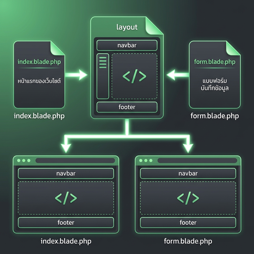 Master Layout & Template Inheritance Diagram