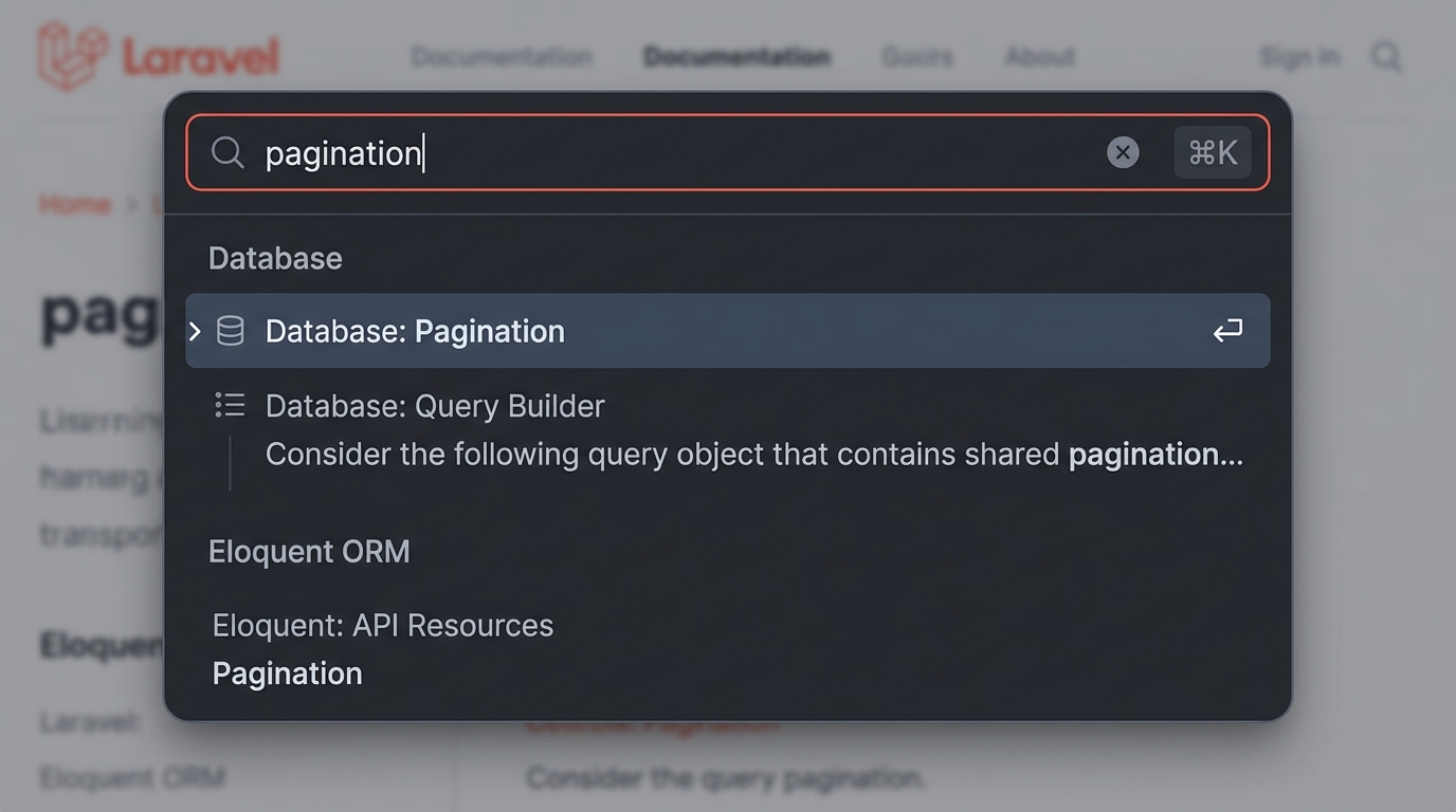 Laravel Documentation Search (Pagination)
